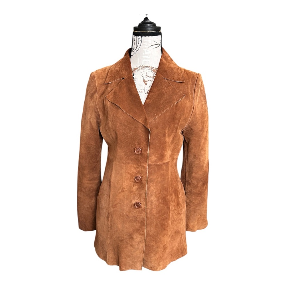 Vintage Forever 21 Y2K Brown Suede Leather Women’s Blazer size Medium - Picture 1 of 9